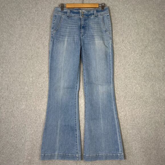 Paige Womens 29 Genevieve Jeans Mid Rise Flare Light Wash - Picture 1 of 10